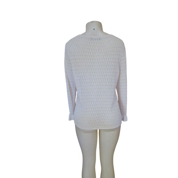 Peruvian Connection Ivory Pima Cotton Crochet Sweater Size XL - Picture 5 of 7